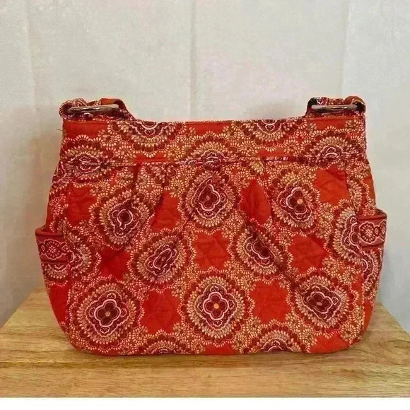 Vera Bradley Paprika Orange Quilted Shoulder Bag / Purse Side Pockets - Picture 6 of 9